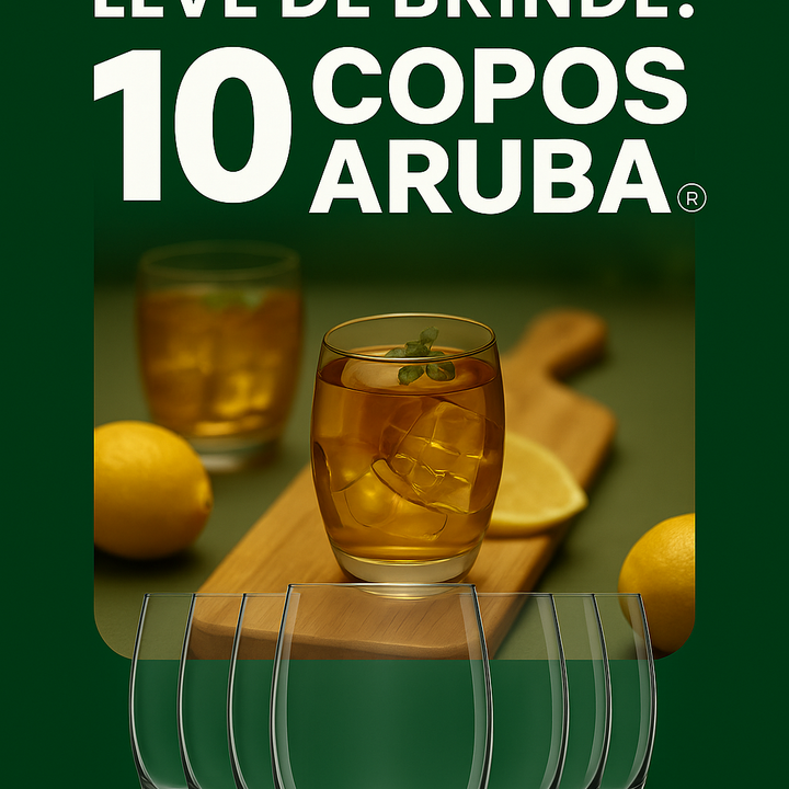 Kit 15 Potes Herméticos de Vidro + 10 Copos de Vidro Aruba de Brinde